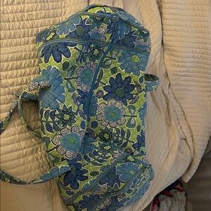 Floral Blue and Green large luggage